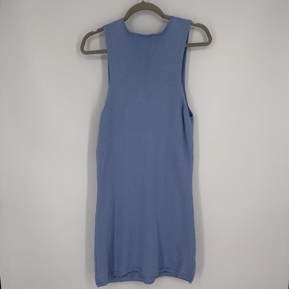 ASOS DESIGN Knitted Mini Dress Flower Applique Women’s Size M Blue Sleeveless - Picture 7 of 12